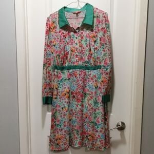 Modcloth Vibrant Floral Midi Dress with Green Details